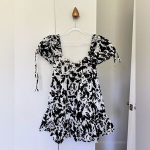 Lush Black and White Floral Dress
